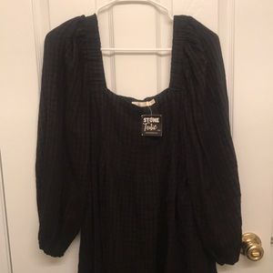 Black gingham long sleeve mini dress